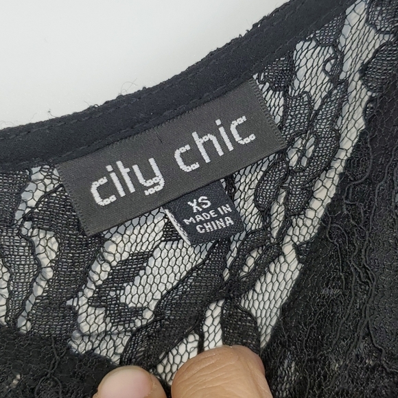 City Chic Red Black Embroidered Chiffon Dress XS - Picture 5 of 16